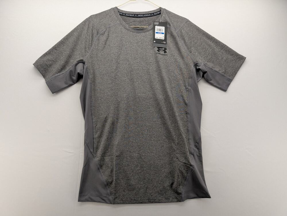 NWT Under Armour HeatGear Men's Compression Short Sleeve in Carbon Heather sz XL